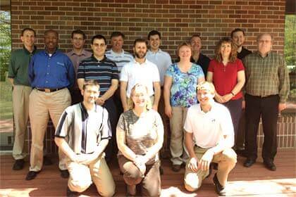 The development team. Back Row: Brian Mauk, Bill Justman, Dean Reinemann, Garrett Eaton, Scott Eickert, Brian Rettmann. Middle Row: Calvin Steward, Kevin Welsh, Andrew Zastrow, Cindy Schuler, Stephanie Held, Dave Harms. Front Row: Michael Gallipeau, Gail Schroer, Troy Loberger